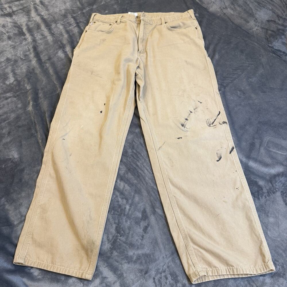 Vtg Carhartt B159 GKH Carpenter Pants 38x32 Paint Splatter Distressed Thrashed